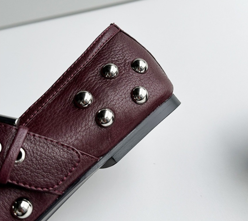Women'S Shoes Burgundy - Dave&di Zomer Minimalistische Schapenvacht Klinknagel Gesp