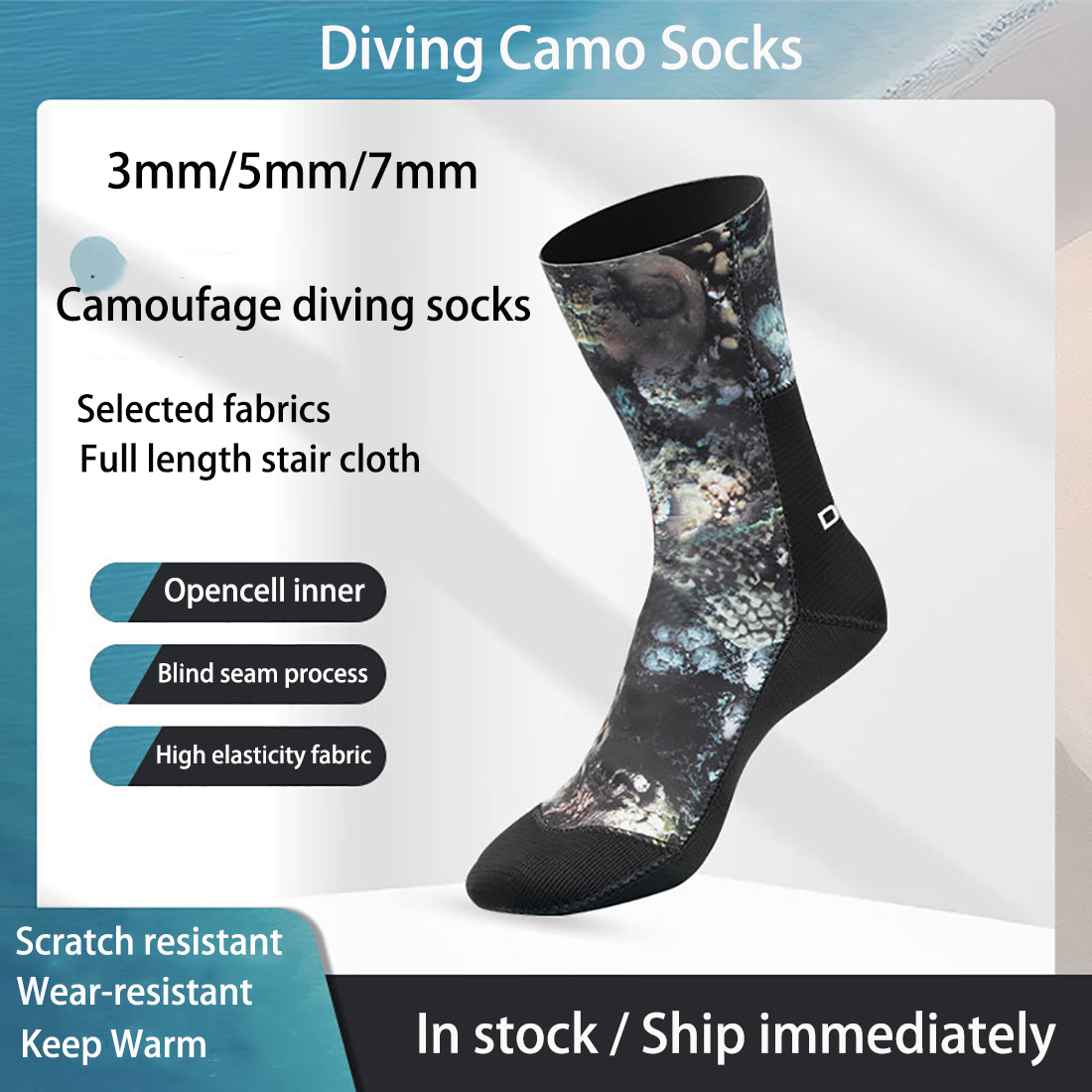 Women'S Shoes For Neuropathy - 3/5/7mm Neopreen Camo Duiksokken Antislip Mannen