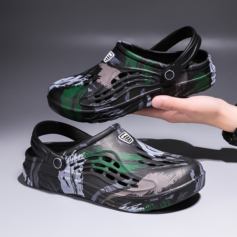 Croc Style Clog - Mannen Zomer Camouflage Graffiti Sandalen Tuin