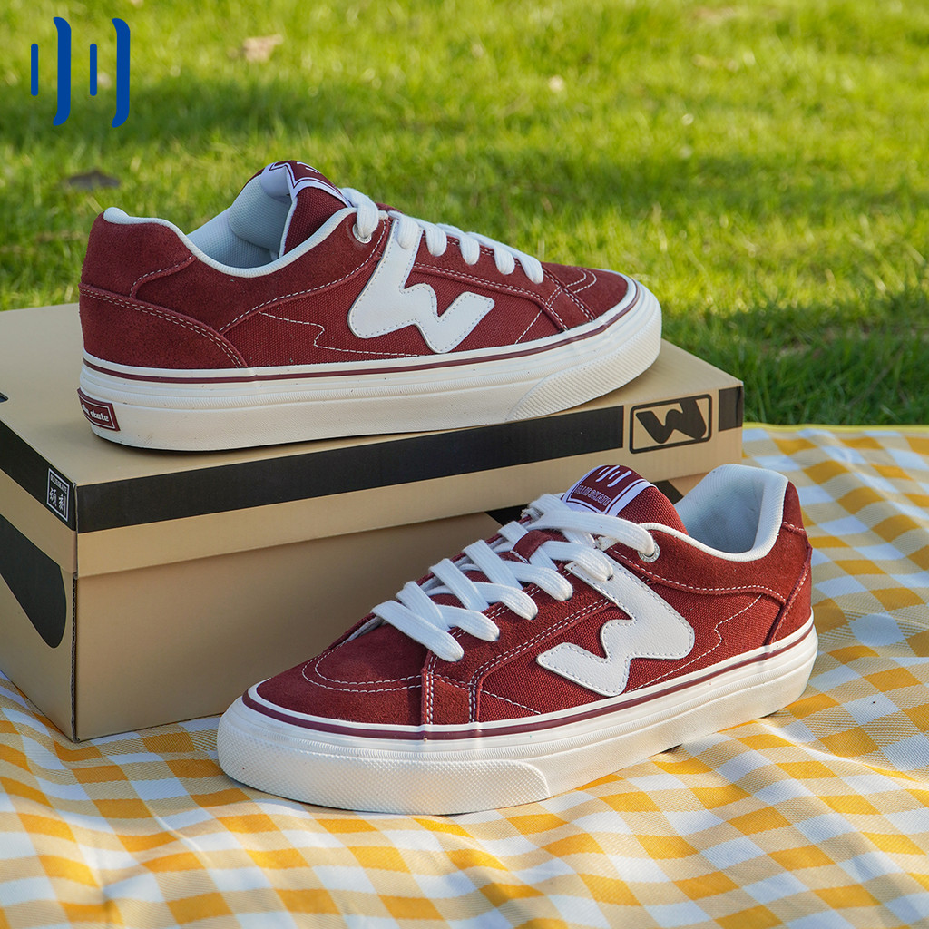Women'S Shoes Burgundy - Ollieskate bordeauxrode suède canvas skateboardschoenen voor