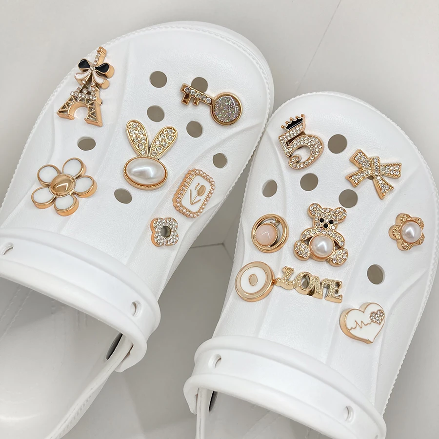 Croc Style Clog - 14 stuks sprankelende strass faux parel